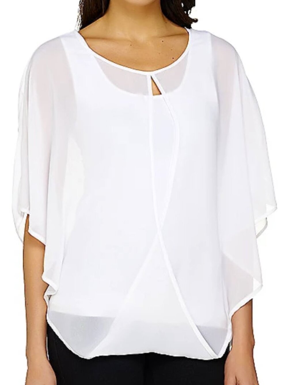Tashon Sheer Criss-Cross Poncho Top  16766